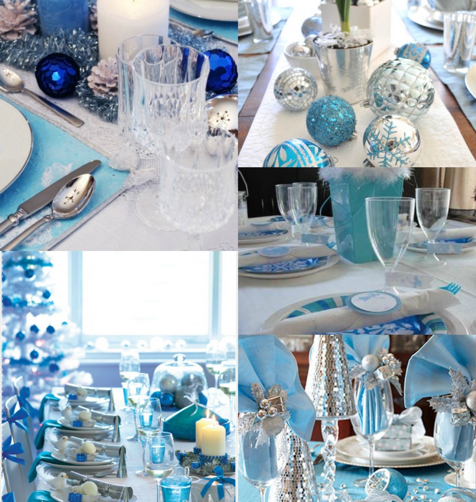 decoration de table noel bleue